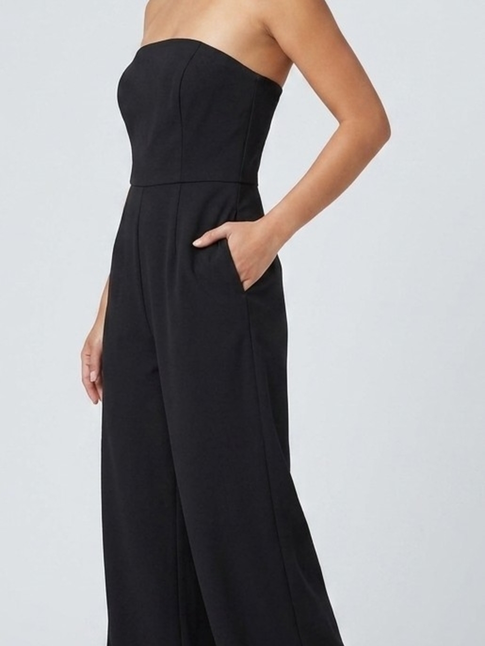 Forever 21 Black Strapless Wide-Leg Jumpsuit